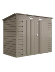 Outsunny 3.7 x 7.9ft Galvanised Steel Shed, with Latched Door and Padlock - Light Grey