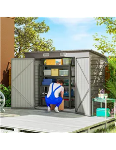 Outsunny 3.7 x 7.9ft Galvanised Steel Shed, with Latched Door and Padlock - Light Grey 2