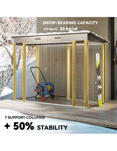 Outsunny 3.7 x 7.9ft Galvanised Steel Shed, with Latched Door and Padlock - Light Grey