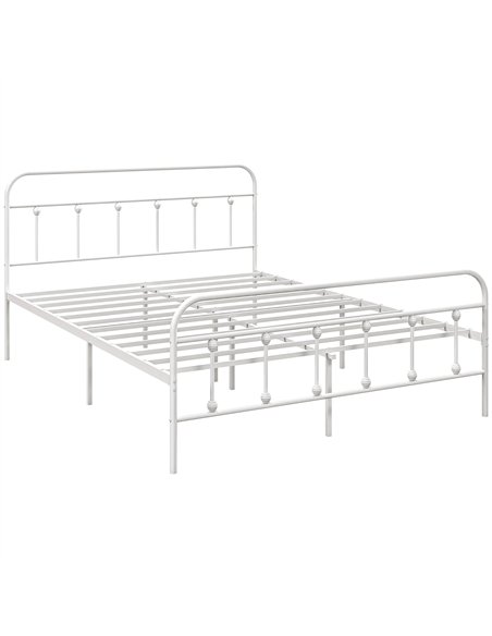 HOMCOM Double Minimalistic Metal Bed Frame - White