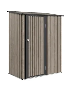 Outsunny 5ft x 3ft Metal Garden Storage Shed, Outdoor Tool Shed with Sloped Roof, Lockable Door for Tools, Equipment, Light Grey