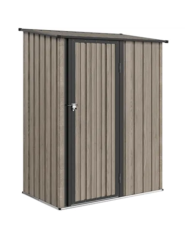 Outsunny 5ft x 3ft Metal Garden Storage Shed, Outdoor Tool Shed with Sloped Roof, Lockable Door for Tools, Equipment, Light Grey