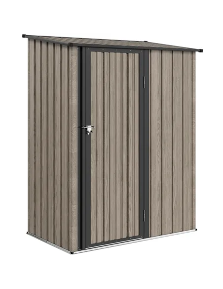 Outsunny 5ft x 3ft Metal Garden Storage Shed, Outdoor Tool Shed with Sloped Roof, Lockable Door for Tools, Equipment, Light Grey