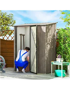 Outsunny 5ft x 3ft Metal Garden Storage Shed, Outdoor Tool Shed with Sloped Roof, Lockable Door for Tools, Equipment, Light Grey 2
