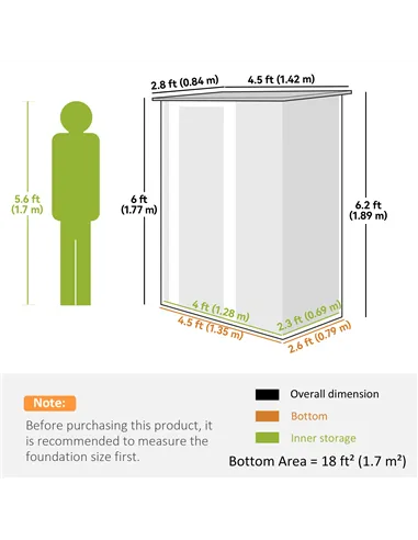 Outsunny 5ft x 3ft Metal Garden Storage Shed, Outdoor Tool Shed with Sloped Roof, Lockable Door for Tools, Equipment, Light Grey