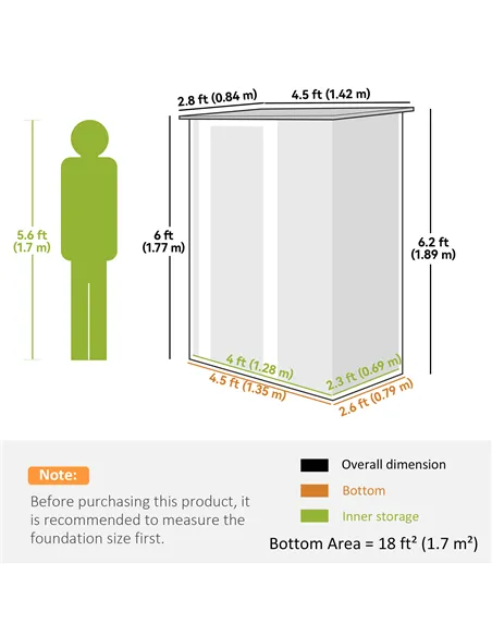 Outsunny 5ft x 3ft Metal Garden Storage Shed, Outdoor Tool Shed with Sloped Roof, Lockable Door for Tools, Equipment, Light Grey