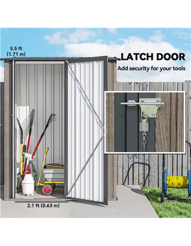 Outsunny 5ft x 3ft Metal Garden Storage Shed, Outdoor Tool Shed with Sloped Roof, Lockable Door for Tools, Equipment, Light Grey