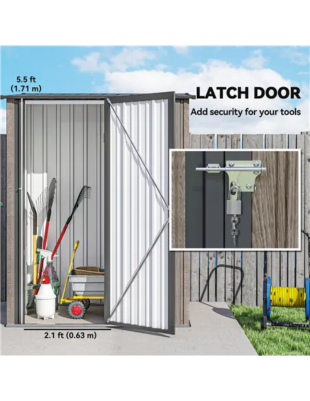 Outsunny 5ft x 3ft Metal Garden Storage Shed, Outdoor Tool Shed with Sloped Roof, Lockable Door for Tools, Equipment, Light Grey