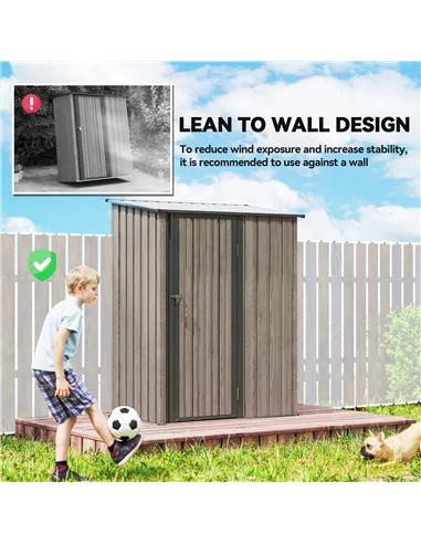 Outsunny 5ft x 3ft Metal Garden Storage Shed, Outdoor Tool Shed with Sloped Roof, Lockable Door for Tools, Equipment, Light Grey