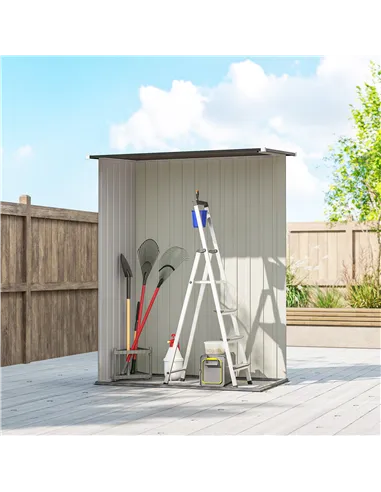 Outsunny 5ft x 3ft Metal Garden Storage Shed, Outdoor Tool Shed with Sloped Roof, Lockable Door for Tools, Equipment, Light Grey