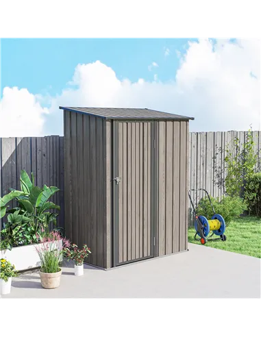Outsunny 5ft x 3ft Metal Garden Storage Shed, Outdoor Tool Shed with Sloped Roof, Lockable Door for Tools, Equipment, Light Grey