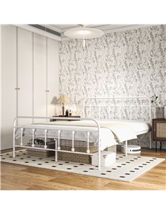 HOMCOM Double Minimalistic Metal Bed Frame - White 2