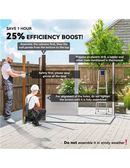 Outsunny 6 x 8ft Galvanised Steel Shed - Brown Wood-Effect