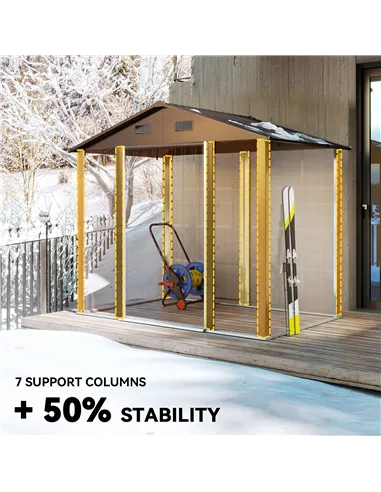 Outsunny 6 x 8ft Galvanised Steel Shed - Brown Wood-Effect