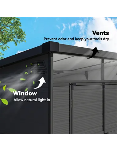 Outsunny 6 x 6ft Outdoor Storage Shed, Plastic Garden Shed with Windows and Air Vents, Outdoor Resin Tool Shed with Latch Doors 