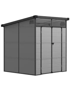 Outsunny 6 x 6ft Outdoor Storage Shed, Plastic Garden Shed with Windows and Air Vents, Outdoor Resin Tool Shed with Latch Doors 