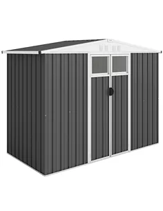 Outsunny 8 x 4 ft Metal Garden Shed, Garden Storage Shed with Window, 4 Vents and Lockable Door, Waterproof Galvanised Steel Too