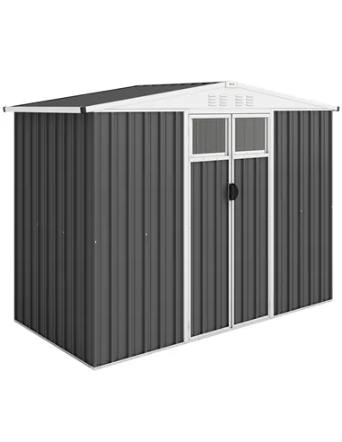 Outsunny 8 x 4 ft Metal Garden Shed, Garden Storage Shed with Window, 4 Vents and Lockable Door, Waterproof Galvanised Steel Too
