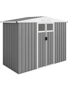 Outsunny 8 x 4 ft Metal Garden Shed, Garden Storage Shed with Window, 4 Vents and Lockable Door, Waterproof Galvanised Steel Too