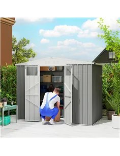 Outsunny 8 x 4 ft Metal Garden Shed, Garden Storage Shed with Window, 4 Vents and Lockable Door, Waterproof Galvanised Steel Too 2