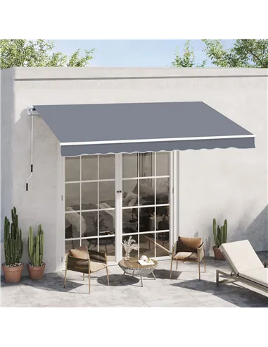 Outsunny Manual Retractable Awning, size (4m x3m)-Grey