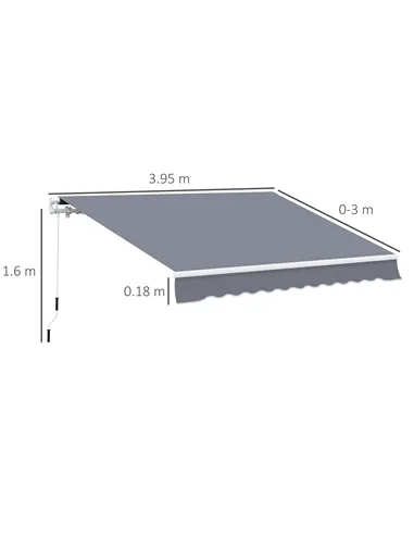 Outsunny Manual Retractable Awning, size (4m x3m)-Grey