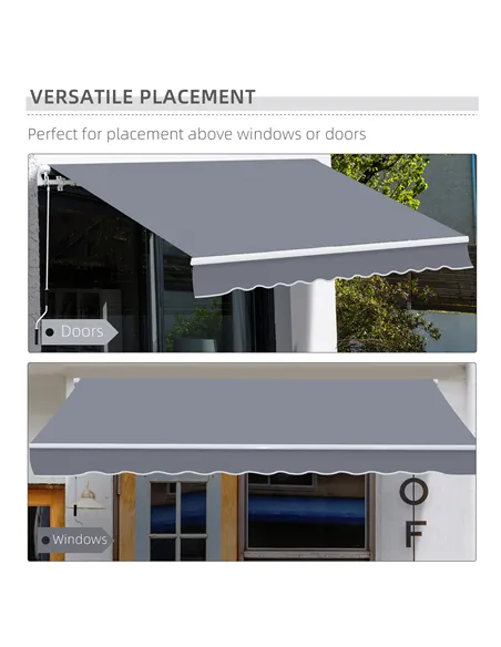 Outsunny Manual Retractable Awning, size (4m x3m)-Grey