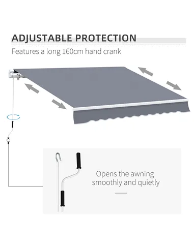 Outsunny Manual Retractable Awning, size (4m x3m)-Grey