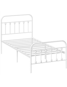 HOMCOM Single Minimalistic Metal Bed Frame - White