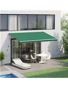 Outsunny Manual Retractable Awning, size (4m x3m)-Green 2