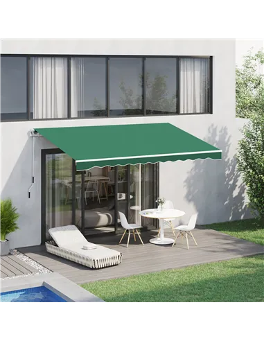 Outsunny Manual Retractable Awning, size (4m x3m)-Green