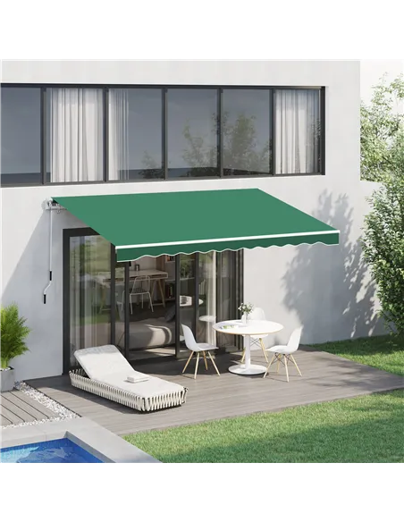 Outsunny Manual Retractable Awning, size (4m x3m)-Green