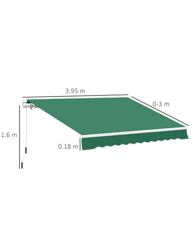 Outsunny Manual Retractable Awning, size (4m x3m)-Green