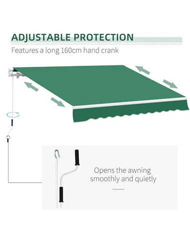 Outsunny Manual Retractable Awning, size (4m x3m)-Green
