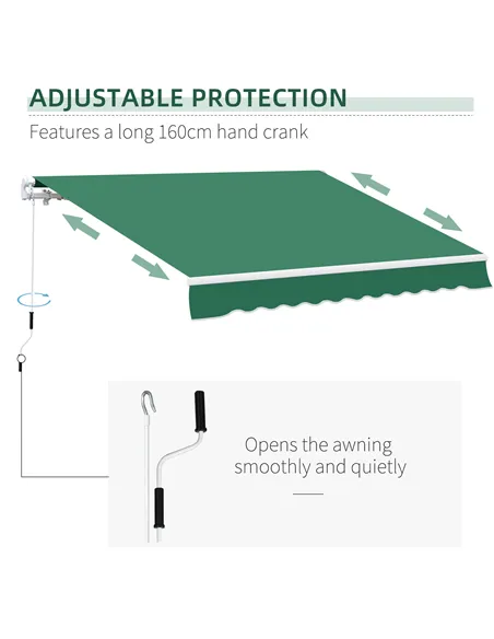 Outsunny Manual Retractable Awning, size (4m x3m)-Green