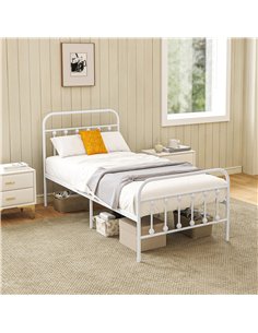 HOMCOM Single Minimalistic Metal Bed Frame - White 2