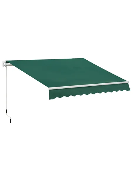 Outsunny Awning Canopy Manual Retractable Porch Sun Shade Shelter 3 x 2m Green