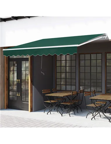 Outsunny Awning Canopy Manual Retractable Porch Sun Shade Shelter 3 x 2m Green