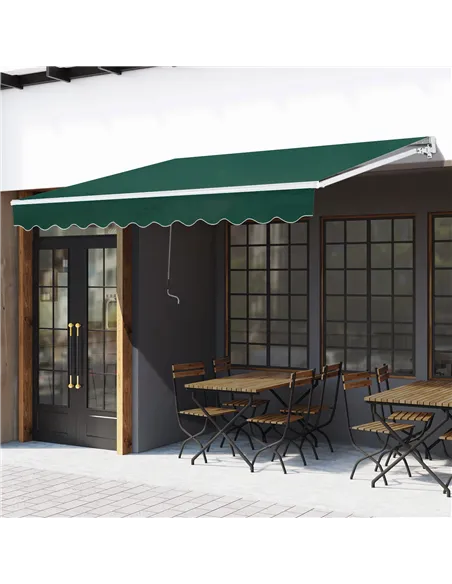 Outsunny Awning Canopy Manual Retractable Porch Sun Shade Shelter 3 x 2m Green