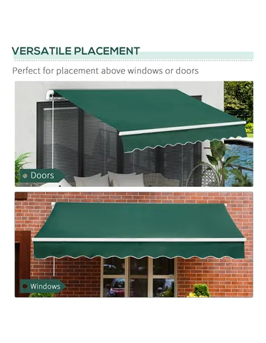Outsunny Awning Canopy Manual Retractable Porch Sun Shade Shelter 3 x 2m Green