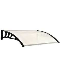 Outsunny Front Door Canopy Outdoor Awning Aluminium Rigid Plastic Polycarbonate Rain Shelter UV Water Rain Resistant 120 x 75cm 