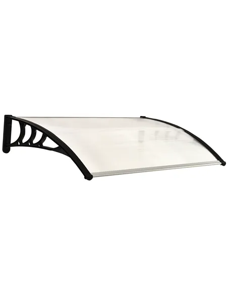 Outsunny Front Door Canopy Outdoor Awning Aluminium Rigid Plastic Polycarbonate Rain Shelter UV Water Rain Resistant 120 x 75cm 