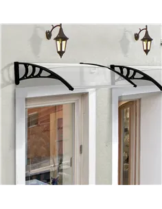 Outsunny Front Door Canopy Outdoor Awning Aluminium Rigid Plastic Polycarbonate Rain Shelter UV Water Rain Resistant 120 x 75cm  2