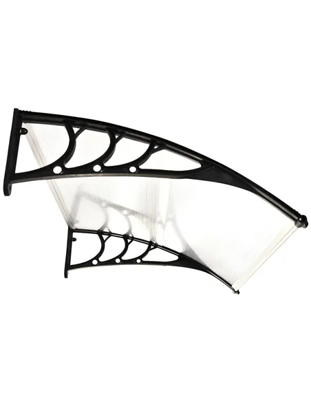 Outsunny Front Door Canopy Outdoor Awning Aluminium Rigid Plastic Polycarbonate Rain Shelter UV Water Rain Resistant 120 x 75cm 