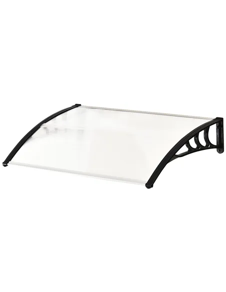 Outsunny Front Door Canopy Outdoor Awning Aluminium Rigid Plastic Polycarbonate Rain Shelter UV Water Rain Resistant 120 x 75cm 