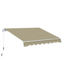Outsunny 2.5x2 m Manual Retractable Awning-Beige Canopy/White Frame