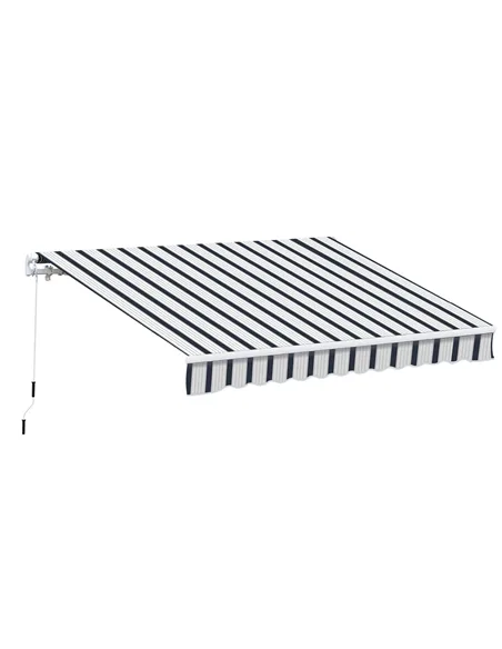 Outsunny Manual Retractable Awning, 4x3 m-Blue/White
