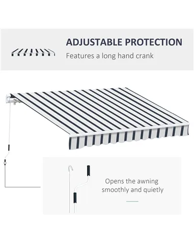 Outsunny Manual Retractable Awning, 4x3 m-Blue/White