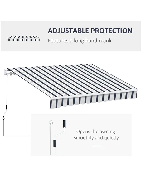 Outsunny Manual Retractable Awning, 4x3 m-Blue/White