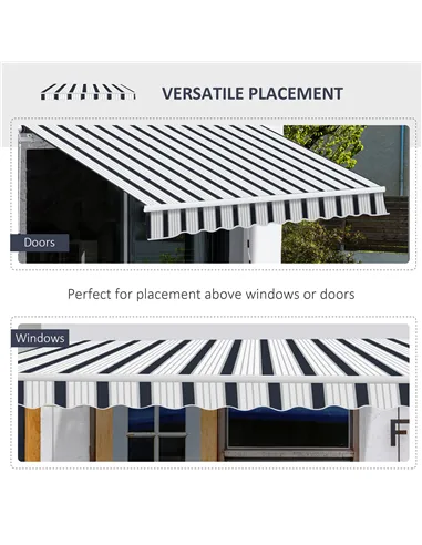 Outsunny Manual Retractable Awning, 4x3 m-Blue/White